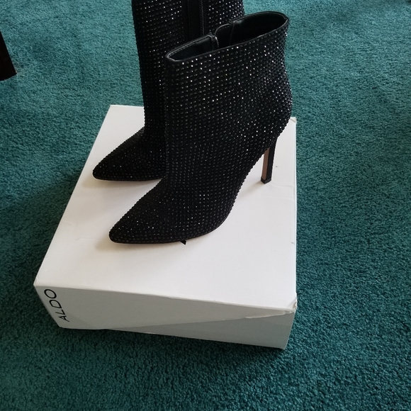 Aldo Nyderrarien Black Sparkle Crystal Boots - Picture 2 of 10